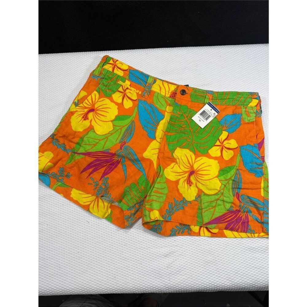 Polo Ralph Lauren Orange Tropical Floral Shorts Beach Shop Size 10 5” Length